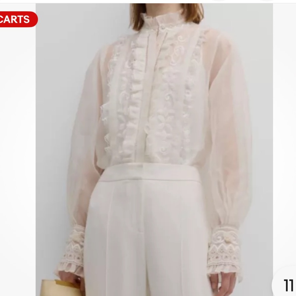 KOBI HALPERIN Maison Beaded Embroidered Ruffle Blouse